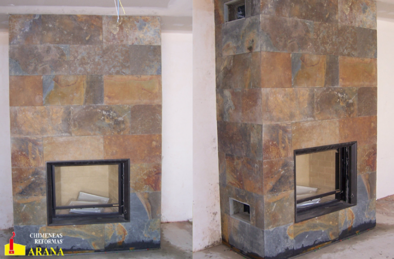 Hogar con frontal en cerámica óxido | Chimeneas Hogar Arana